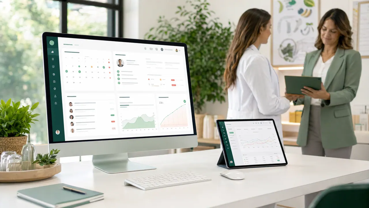 Dashboard da plataforma em uma clinica de nutricao